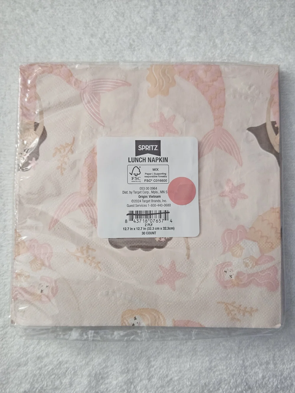 Spritz Pink Mermaid Lunch Birthday Napkins 30 CT
